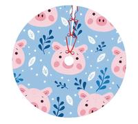 Gonna per albero di Natale con motivo a foglie di maiale, 91 cm, morbida flanella di poliestere, resistente allo sbiadimento, decorazione natalizia per casa, ufficio, vacanze