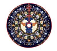 Gonna per albero di Natale con orsi, nastri con fiori invernali, decorazioni natalizie blu navy sotto l'albero per la casa, centro commerciale, interni ed esterni, decorazioni per feste, 48 pollici