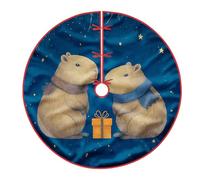 Gonna per albero di Natale con porcellini d'India, fantasiosa scatola regalo natalizia con stelle, gonna per albero di Natale in velluto blu riutilizzabile, per la casa, il centro commerciale, l'inte