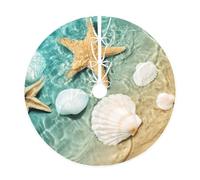 Gonna per albero di Natale con stampa a stelle marine e conchiglie, decorazione per le vacanze, adatta per la tradizionale casa di campagna per albero di Natale