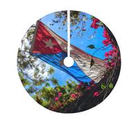 Gonna per albero di Natale con stampa bandiera di Porto Rico,Elegante copertura base albero,Decorazione domestica interna