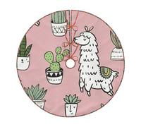 Gonna per albero di Natale con stampa di alpaca e cactus, decorazione per le vacanze, adatta per la tradizionale casa di campagna per albero di Natale