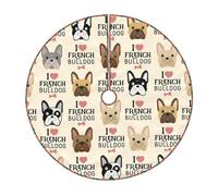 Gonna per albero di Natale con stampa di bulldog francese, decorazione rustica per albero di Natale, decorazione per le vacanze e protezione del pavimento