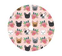 Gonna per albero di Natale con stampa di bulldog francese e fiori, decorazione rustica per albero di Natale, decorazione per le vacanze e protezione del pavimento