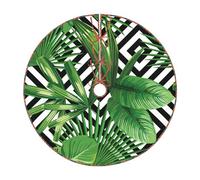 Gonna per albero di Natale con stampa di foglie verdi di palma tropicale, divertente decorazione per le vacanze, adatta per Natale, Halloween, Capodanno, decorazioni per feste