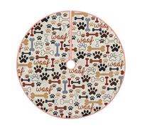 Gonna per albero di Natale con stampa di ossa e zampe, decorazione rustica per albero di Natale, decorazione per le vacanze e protezione del pavimento