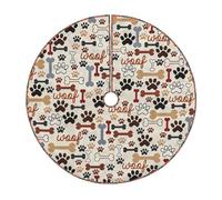 Gonna per albero di Natale con stampa di ossa e zampe, decorazione rustica per albero di Natale, decorazione per le vacanze e protezione del pavimento