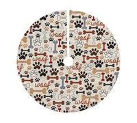 Gonna per albero di Natale con stampa di ossa e zampe, decorazione rustica per albero di Natale, decorazione per le vacanze e protezione del pavimento