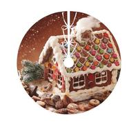 Gonna per albero di Natale con stampa di pan di zenzero come casa di villaggio, decorazione per le vacanze, adatta per la tradizionale casa di campagna per albero di Natale