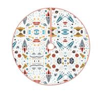 Gonna per albero di Natale con stampa di razzi, decorazione rustica per albero di Natale, per decorazioni natalizie e protezione del pavimento