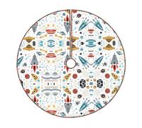 Gonna per albero di Natale con stampa di razzi, decorazione rustica per albero di Natale, per decorazioni natalizie e protezione del pavimento