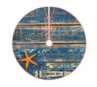 Gonna per albero di Natale con stampa estiva in legno con stelle marine, decorazione per le vacanze, adatta per la tradizionale casa di campagna per albero di Natale