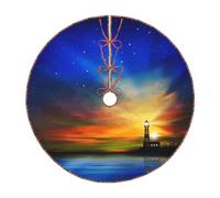 Gonna per albero di Natale con stampa faro, decorazione per le vacanze, adatta per la tradizionale casa di campagna per albero di Natale