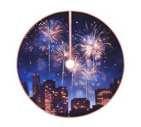 Gonna per albero di Natale con stampa fuochi d'artificio, copertura trapuntata colorata per albero di Natale, perfetta per alberi piccoli e grandi