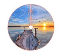 Gonna per albero di Natale con stampa lago sotto il tramonto, divertenti decorazioni per le vacanze in fattoria, adatta per Natale, Halloween, Capodanno, decorazioni per feste