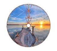 Gonna per albero di Natale con stampa lago sotto il tramonto, divertenti decorazioni per le vacanze in fattoria, adatta per Natale, Halloween, Capodanno, decorazioni per feste