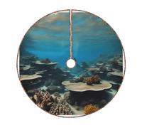 Gonna per albero di Natale con stampa panoramica subacquea, decorazione rustica per albero di Natale, decorazione natalizia e protezione del pavimento