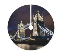 Gonna per albero di Natale con stampa Tower Bridge in Londra, decorazione rustica per albero di Natale, decorazione per le vacanze e protezione del pavimento