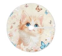 Gonna Per Albero Di Natale Cute Cat And Butterfly Coperta Rotonda L