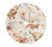 Gonna Per Albero Di Natale Cute Highland Cows Flowers Coperta Rotonda L