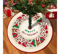 Gonna per Albero di Natale da 90 cm, Tappeto per Albero di Natale Copertura Base per Alberi di Natale Rotondo con Motivo Babbo Natale Ornamenti Decorazione per Albero di Natale