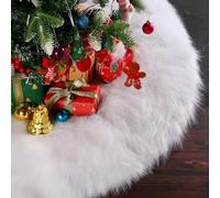 Gonna per Albero di Natale da 90cm Albero di Natale Bianco Nevoso in Peluche Decorazioni per l'albero di Natale in Pelliccia Sintetica per Decorazioni Natalizie (Bianca)