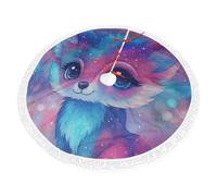 Gonna per albero di Natale Fantasy Galaxy Fox, decorazione per la casa con bordo a nappa, 36"