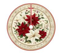 Gonna per albero di Natale, foglie di bacche natalizie rosse sotto l'albero decorazioni per le vacanze per casa, ufficio, interni ed esterni, decorazione per feste 91 cm