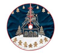 Gonna per albero di Natale, gonna in velluto lavorato a maglia riutilizzabile blu navy a forma di albero di Natale di pan di festivo per decorazioni per feste all'aperto al chiuso e al centro commer