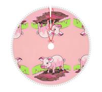 Gonna per albero di Natale, impermeabile, perfetta per Natale, Halloween e Capodanno, motivo: maialino rosa