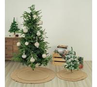 Gonna per albero di Natale in iuta con struttura a doppio strato, realizzata in poliestere di lunga durata, si adatta a più dimensioni di albero, crea un'atmosfera accogliente per le vacanze (91,4 cm)