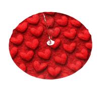 Gonna per albero di Natale in peluche con design a cuore 3D, decorazione per albero di Natale in morbida flanella con lacci rossi, facile da installare come ornamento natalizio