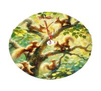 Gonna per albero di Natale in peluche con dipinto a olio di uno scoiattolo sull'albero, decorazione per albero di Natale in morbida flanella con lacci rossi, facile da installare come ornamento nata