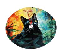 Gonna per albero di Natale in peluche con stampa geometrica di gatto nero, 122 cm, decorazione festiva, migliora l'atmosfera delle feste di Natale e Capodanno