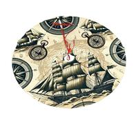 Gonna per albero di Natale in peluche con timone di nave e barche a vela antiche, decorazione per albero di Natale in morbida flanella con lacci rossi, facile da installare come ornamento natalizio