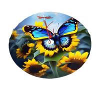 Gonna per albero di Natale in poliestere con stampa a farfalla blu girasole 121,9 cm, morbida decorazione per albero di Natale