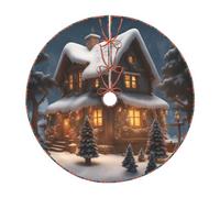 Gonna per albero di Natale, motivo casa del villaggio di Natale, 3 stampe, decorazione per interni ed esterni