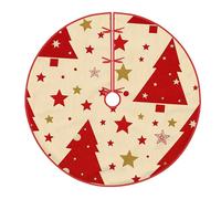 Gonna per albero di Natale, stelle festive, cerchi, gonna in velluto rosso riutilizzabile, lavorata a maglia, per la casa, il centro commerciale, l'interno e l'esterno, decorazioni per feste, 48 poll