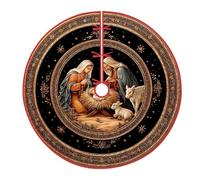 Gonna per albero di Natale tradizionale di Maria Giuseppe, nera, lavorata a maglia, decorazioni per casa, chiesa, interni ed esterni, decorazione per feste, 121 cm