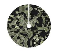 Gonna per albero di Natale, trapuntata, con stampa di denaro e simbolo del dollaro, perfetta per Natale, Halloween