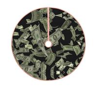 Gonna per albero di Natale, trapuntata, con stampa di denaro e simbolo del dollaro, perfetta per Natale, Halloween