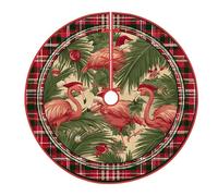 Gonna per albero di Natale tropicale con foglie di palma tropicale, ornamenti natalizi rossi sotto l'albero decorazioni per le vacanze per casa, centro commerciale, interni ed esterni, festival