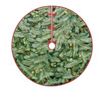 Gonna per albero di pino, ne dorate festive, decorazioni natalizie verdi sotto l'albero per la casa, centro commerciale, interni ed esterni, decorazioni per feste, 48 pollici