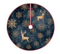Gonna per albero di renna, decorazione natalizia invernale con fiocchi di neve e stelle, colore blu navy sotto l'albero, decorazioni per casa, ufficio, interni ed esterni, festival, feste, 91 cm