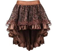 LLECDASEUI Gonna per costume Steampunk gotico taglie forti da donna Minigonna vittoriana a vita elastica con trambusto alto-basso (Marrone,M)