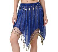 Gonna per danza del ventre con paillettes, comoda da indossare, ideale per vari stili di danza e costume da gara per eventi teatrali, Blu reale, Taglia unica