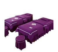 Gonna per lettino da massaggio 4 pezzi copriletto for massaggi for salone di bellezza, gonna for letto spa con foro, federa, coprisgabello, copripiumino(Color 12,180x60cm)
