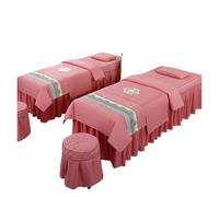 Gonna per lettino da massaggio 4 pezzi copriletto for massaggi for salone di bellezza, gonna for letto spa con foro, federa, coprisgabello, copripiumino(Color 18,185x70cm)