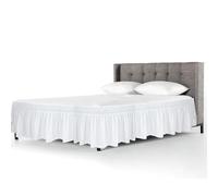 Gonna per letto con balze, copripiumino 150x200 cm, biancheria da letto con doppia elasticità, gonna per letto con balze, fascia elastica per letto per letti alti 40 cm, gonna per letto bianca
