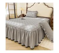 Gonna per letto trapuntata con volant, copriletto spessa, per materasso singolo/matrimoniale/king size, biancheria da letto (senza federe) (Qianhui, King 180x200cm 1 pezzo)